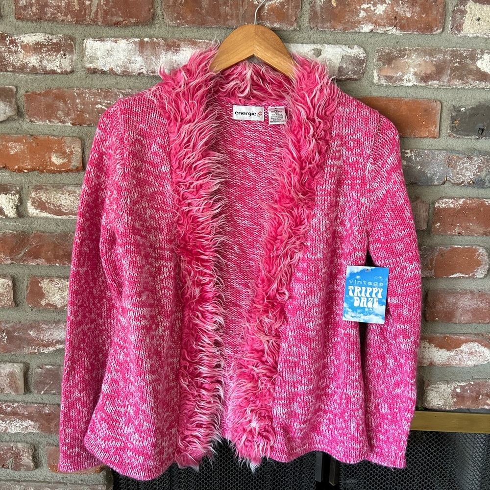 Vintage Energie Pink Fuzzy Sweater Women’s Tag Size XL